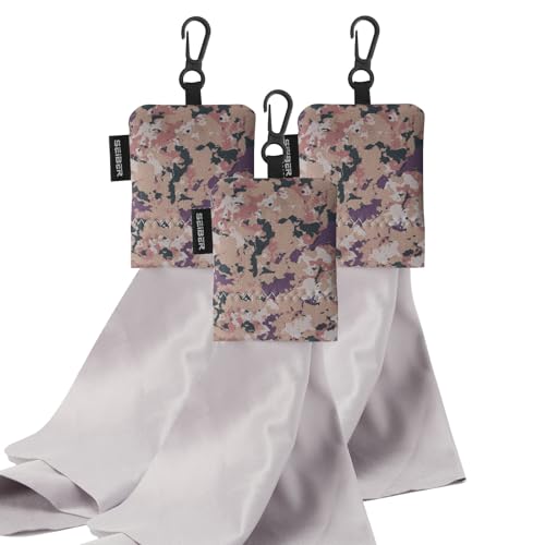 SEIBER Microfiber Eyeglass Cleaning Cloth with Pouch, 3PCS, Camo Desert | Neoprene Pouch 7x7 Inch Cloth,Soft Glasses Cleaning Cloth, For Sunglasses, Laptops, Camera Screens, Self-Closing Design - color: Camo Desert-(3pack)
