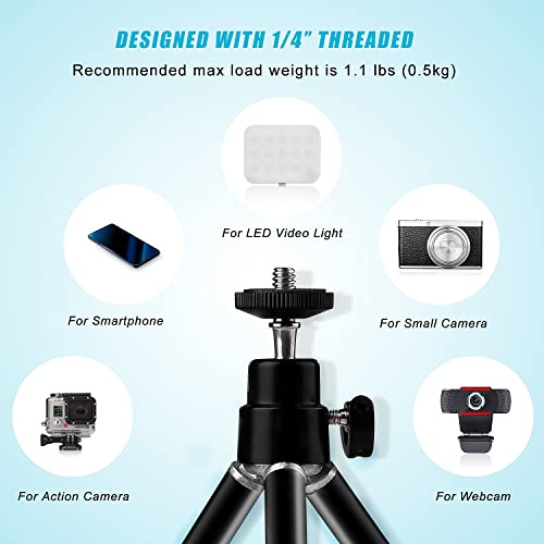Mini Tripod for Webcam and Phone, 4-9 inch Metal Extendable Webcam Stand with Phone Holder, Tabletop Tripod - color: 4-9 inch Black