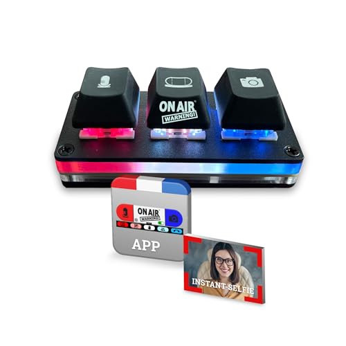 Mute Button USB Microphone, Cam Control Buttons, One-Touch, Mute Button with LED Indicator, PC Mic Mute Switch, Free Software Download for Online Calls/Class/Recording Video