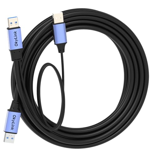 OkyLink Active USB 3.0 Data Cable A to A, Male to Male 5Gbps, 15ft | 5M, 3.2 Gen 1, Comes with power cable, for Industrial Printer and Scanner - color: USB3.0(5Gbps), size: 15ft (5m)