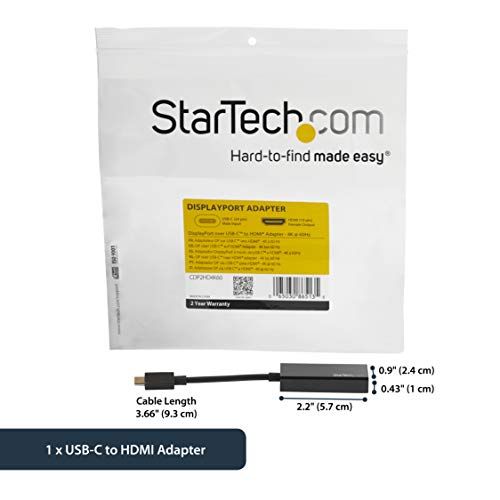 StarTech USB-C to HDMI 2.0b Adapter Dongle, 4K 60Hz, HDR10, DP 1.4 Alt Mode - color: Black, style: 4K 60Hz HDR10