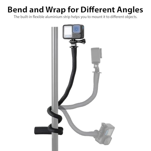 HSU Camera Flexible Mount Clamp Stick Pole for Insta360 GoPro | Neck Holder Selfie Stick Extension Pole, Camera Tripod Stand for GoPro Hero 13 12 11 10, Insta360 X5 X4 X3, DJI Action Camera