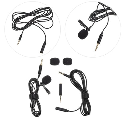 BESPORTBLE Clip-on Lapel Microphone Wired Noise-canceling Small Lavalier Mic for Phone Interview Recording Portable Black