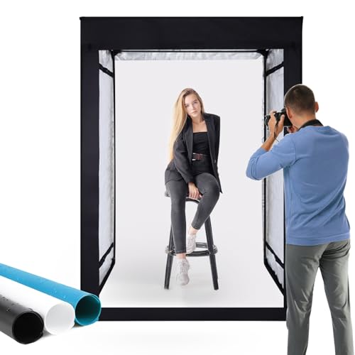 48"x78"x40" Large Photo Studio Light Box Photography, 8 Light LED Panels Dimmable Shooting Tent with 3 Color Backdrops Continuous Lighting Softbox for Model Clothing Photography - size: 48x78 in (8 LED Strips)