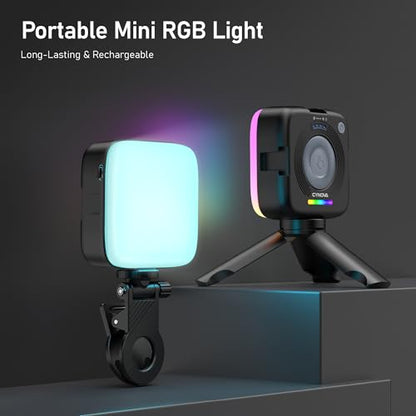 CYNOVA Magnetic RGB Video Light with Mini Desktop Tripod | Portable LED Camera Light 3000–9000K, 126 LEDs, Rechargeable Mini Panel for Vlogging, Live Streaming, Photography