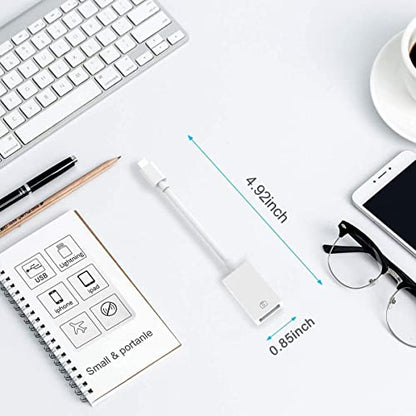 Apple MFi Certified Lightning to USB Camera Adapter for iPhone iPad Female USB 3.0 OTG Cable Adapter Support Connect Camera, Flash Drive, Card Reader, MIDI Keyboard, Mouse - size: USB to Lightning