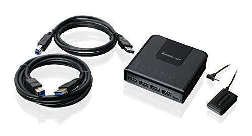 IOGEAR 4x2 USB 3.0 Peripheral Sharing Switch - Share 4 USB Devices Between 2 Computers - LED Indicators - Cables n Remote Included - PC - MAC - Printer - Scanner - Mouse/Keyboard and More - GUS432 - size: 2x4, style: USB 3.0