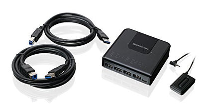 IOGEAR 4x2 USB 3.0 Peripheral Sharing Switch - Share 4 USB Devices Between 2 Computers - LED Indicators - Cables n Remote Included - PC - MAC - Printer - Scanner - Mouse/Keyboard and More - GUS432 - size: 2x4, style: USB 3.0
