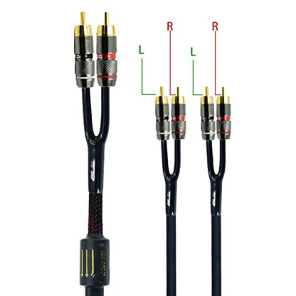 Arklove 15ft Shielded RCA Plug Splitter Stereo Audio Video Cable 2 Male to 4 Male Dual Speaker Y Adapter Connector Extension Cord 24k Gold Plated 1 Input 2 Output - size: 15ft, style: 2male to 4male