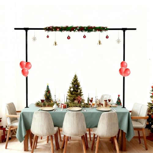 Beyeutao Over The Table Rod Stand with Clamps Adjustable 16"-87" Length 30"-45" Height Metal Balloon Arch Stand Black Table Backdrop Frame Suitable for Photography Wedding Birthday Party Christmas - color: Black, size: 16-87 Inches
