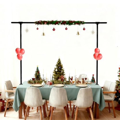 Beyeutao Over The Table Rod Stand with Clamps Adjustable 16"-87" Length 30"-45" Height Metal Balloon Arch Stand Black Table Backdrop Frame Suitable for Photography Wedding Birthday Party Christmas - color: Black, size: 16-87 Inches
