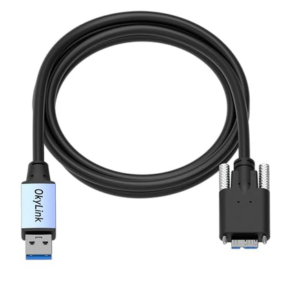 OkyLink USB 3.0 A to Micro-B Cable, 5Gbps, 5ft, Double Screw Lock | 1.5M, 3.2 Gen 1, Male to Male, for External Hard Drive HDD SSD - color: Screw USB3.0, size: 5ft (1.5m)