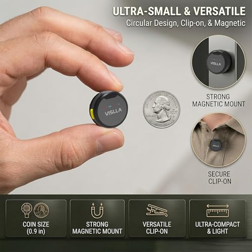 Vislla Mini Microphone for iPhone & Android, Furry Windscreen, Noise Cancelling Wireless Lavalier Microphone,Clip On Lapel Mini Mic Pro for Content Creators Vlogging/YouTube/Tiktok/Streaming/Interview