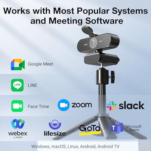 EMEET NOVA 4K Webcam with Tripod - 4K UHD, PDAF Autofocus, Adjustable Heights with 360° Swivel Head, 2 Noise-Cancelling Mics, USB Plug&Play, Privacy Cover, Ideal for Online Meetings&Live Streaming - style: 4K Tripod 360° Swivel