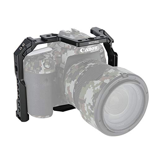 NICEYRIG Camera Cage for Canon 80D 90D 70D, with NATO Rail Cold Shoe and 1/4 3/8 Locating Hole - 371
