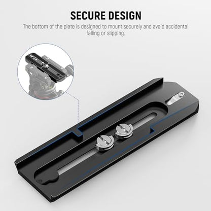 NEEWER 501PL Tripod Quick Release Plate Compatible with MVH500AH MVH502AH, 6.3"/16cm Extended Camera Mounting Plate with 1/4" 3/8" Screws, Anti Off Pin for GM001 GM002 GM006 Fluid Heads, QR6