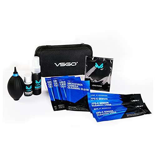 VSGO All-in-One Camera Cleaning Kit for APS-C Sensor Cameras (16mm) Compatible with Canon, Nikon, Sony, Pentax & DSLR, Includes CMOS Swabs, Lens Pen, Air Blower & More (DKL-20)