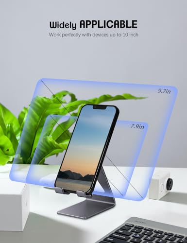 Aoviho Cell Phone Stand Desk Phone Holder - Aluminum Mobile Phone Cradle Dock for iPhone 15 14 13 12 pro 11 X Xs max 8 7 6 6s Plus SE 5 Samsung All Smart Phones, Dark Gray - color: Dark Gray