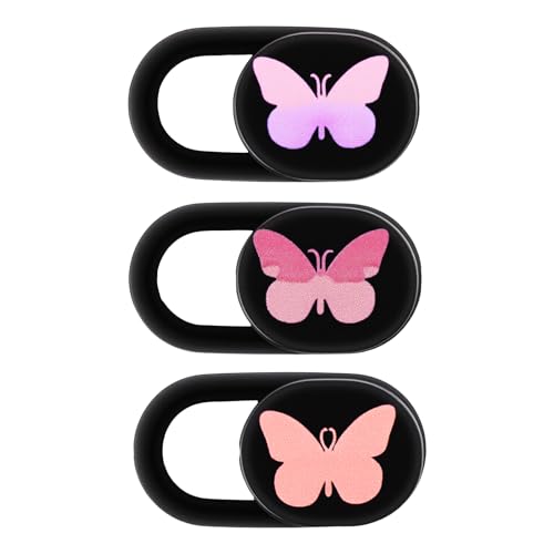 3 Pack Webcam Cover Slide Butterfly Ultra Thin Laptop Camera Cover, Slide Cute Accessories for Laptop PC Camera Covers Sliding Protect Privacy Protector Cap Smartphone Computer Tablet