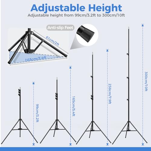 EMART White Photo Backdrop with Stand Kit 10x5ft, Photography White Background Screen with Portable T-Shape Support and 5 Clamps for Video Recording, Meetings, Self Tape - size: 5x10ft