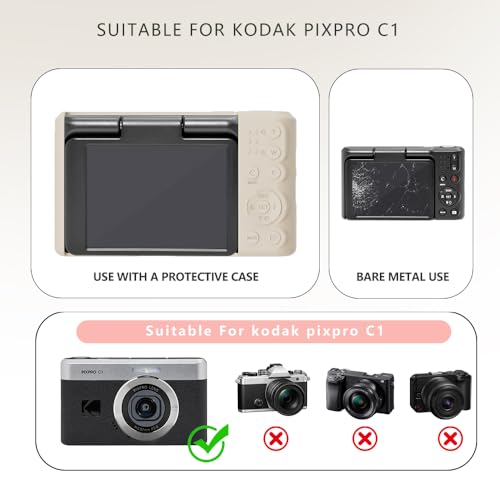 Case for Kodak PIXPRO C1 accessories,Soft Silicone Protective Case,Comes with 2 Screen Protectors and 1 Wrist Strap - Off white - color: Off white