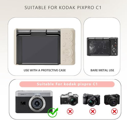 Case for Kodak PIXPRO C1 accessories,Soft Silicone Protective Case,Comes with 2 Screen Protectors and 1 Wrist Strap - Off white - color: Off white