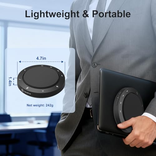 Conference Speaker and Microphone, Dual Al Mics with 360° Voice Pickup & Clear Sound, 10-14H Call Time, Bluetooth & USB-C/A Connection, Speakerphone for 1-6 People, Small Teams & Home Office