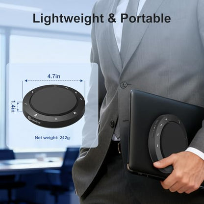 Conference Speaker and Microphone, Dual Al Mics with 360° Voice Pickup & Clear Sound, 10-14H Call Time, Bluetooth & USB-C/A Connection, Speakerphone for 1-6 People, Small Teams & Home Office
