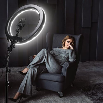 NEEWER 18 Inch Ring Light with Tripod Stand, 55W Large LED Ringlight, Cold Shoe Phone Holder Compatible with iPhone Camera for Video Recording Photography Streaming Selfie Makeup Studio Photo, RL-18