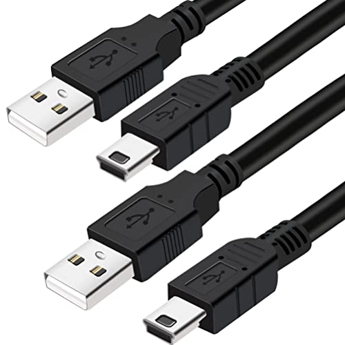 Mini-USB Cable,2Pack 10ft USB 2.0 Type A to Mini-B Charging Cord for Gopro Hero 3+ Hero4,for Garmin Nuvi,PS3 Controller Charger,MP3 Player,Dash Cam,for Canon Digital Camera,Playstation 3,SatNav,Data