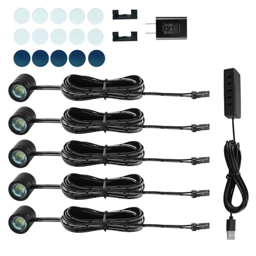 TAYSING Mini LED Spotlights, USB Powered Small Spotlight Display Lights, Accent Lighting for Artwork, Paintings, Jewelry, Display Cases, handicrafts, Models, Toys, Puzzles (Warm White, 5 Pack) - color: Warm White, size: 5 Pack