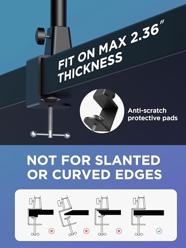 InnoGear Mic Boom Arm, Microphone Stand with Cable Management Channels Height Riser for Blue Yeti FIFINE AM8 K669B HyperX QuadCast S SoloCast AT2020 Shure SM7B MV7 and Other Mics - color: Black, style: Extended Clamp