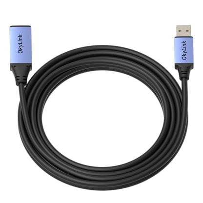OkyLink Active USB 2.0 Extension Cable A to A, Male to Female 15ft(5M) | 480Mbps Signal booster cord, compatible with printer, mouse, keyboard, scanner, camera - size: 15ft (5m)