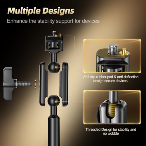 EMART 21”Magic Arm Clamp Kit,Overhead Desk Camera Mount with 1/4”&3/8” Screw,Articulating Desktop Boom Arm Compatible with Webcam/Monitors/Mics for Streaming/Recording