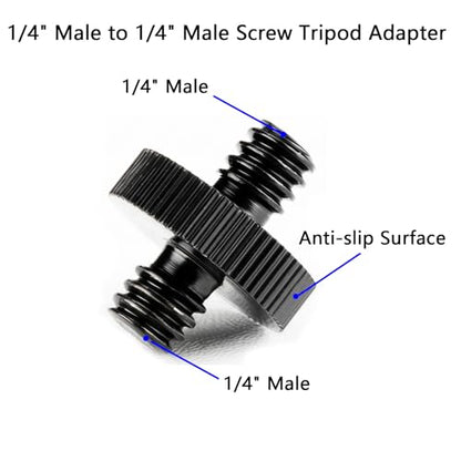 4 Pack 1/4" Male to 1/4" Male Threaded Adapter for Camera Cage Mount, Double Sided Tripod Screw Thread for Light Stand Shoulder Rig Stud Mounting Accessories - color: Black-4 pack