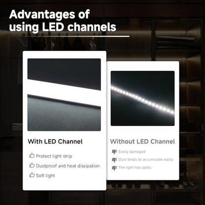 10-Pack 3.3ft/1m U-Shape LED Aluminum Channel with Milky White Cover, Black LED Strip Light Track, High Transmittance Diffuser for Under Cabinet, Shelf, Stairs, fits 12mm Wide Strips - color: Black Aluminum + White Cover, size: 3.3FT/10P/#048