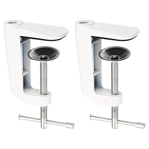 PATIKIL Adjustable Replacement Clamp for Lamps, 2 Pack Universal Adjustable C Shape Desk Table Mount Clamp for Microphone Arm Desk Lamps Stand, White - color: White