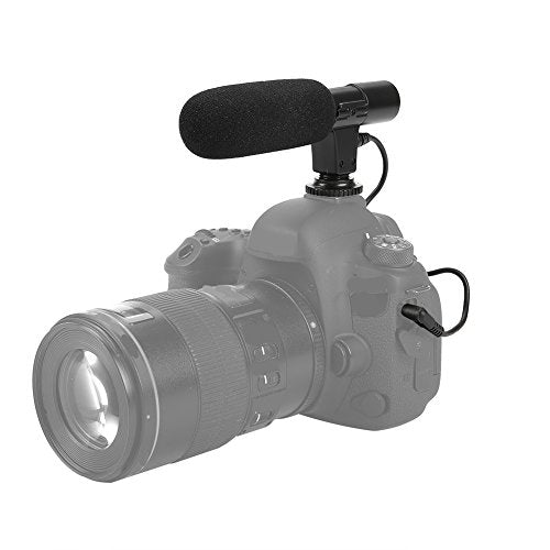 Camera Microphone, Lightweight Portable Condenser Microphone with Windsheid for Camera Camcorder