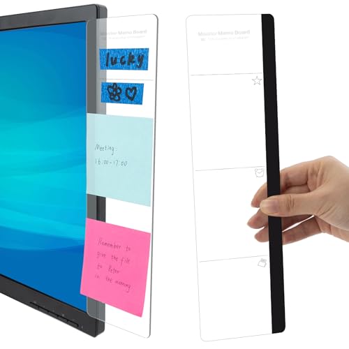Office Desk Accessories 2pcs Monitor Memo Board Computer Message Board Office Supplies for Women Men Computer Sticky Note Holder with Functional Areas Home Office Accessories Office Must Haves - color: Monitor Memo Board 3