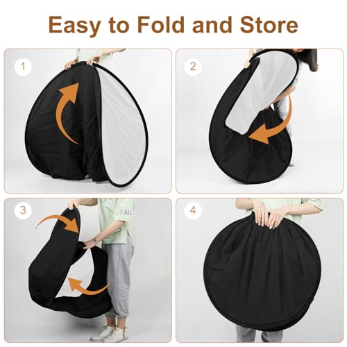 3x5ft/1x1.5m White Black Photo Backdrop, Double-Sided Pop Up Photography Background with Carry Bag Reversible Collapsible Backdrops for Photoshoot TikTok YouTube Video Live Streaming - color: Black/White, size: 3 x 5 ft