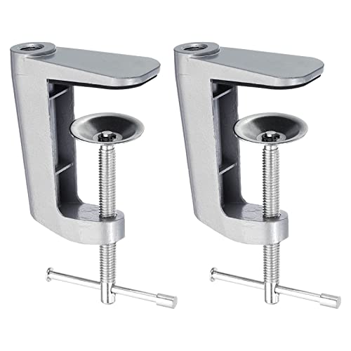 PATIKIL Adjustable Replacement Clamp for Lamps, 2 Pack Universal Adjustable C Shape Desk Table Mount Clamp for Microphone Arm Desk Lamps Stand, Silver - color: Silver