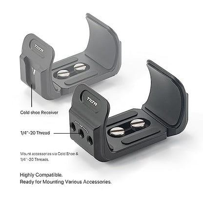 Tilta Universal Power Bank Holder Clamp | Aluminum Alloy Mount with Cold Shoe & 1/4"-20 Threads | Fits 59–94mm Wide Power Banks | Secure Camera Cage Accessory – Black (TA-UPBH-B)