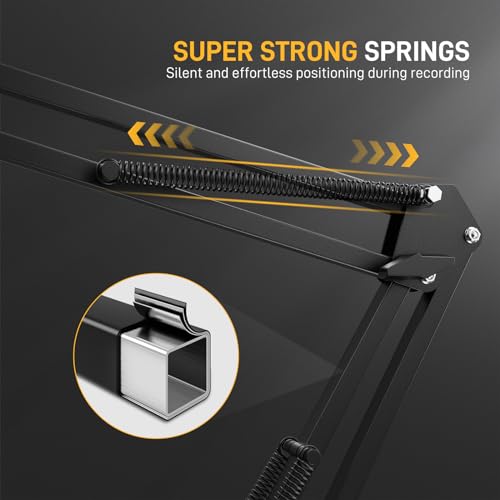 MAONO Boom Arm Microphone Stand with XLR Cable: Adjustable Metal Suspension Mic Boom Arm Kit for Podcast Gaming Streaming Recording,with Desk Clamp and 3/8"to5/8"Screw Adapter(BA20+XLR-180)