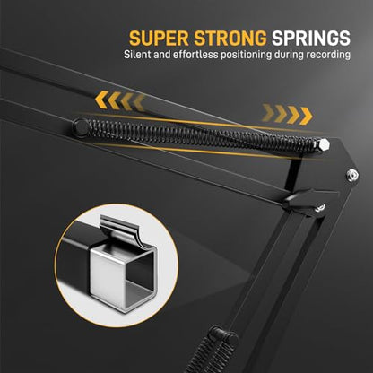 MAONO Boom Arm Microphone Stand with XLR Cable: Adjustable Metal Suspension Mic Boom Arm Kit for Podcast Gaming Streaming Recording,with Desk Clamp and 3/8"to5/8"Screw Adapter(BA20+XLR-180)