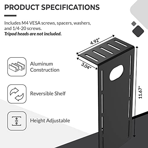 HumanCentric DSLR Monitor Mount Small, Desk Camera Mounting, Light Webcam, Microphone Shelf for Monitor VESA Arm, Replace Clamp Tripods, 100x100mm Patterns, Aluminum, Hardware Included - size: Small Shelf