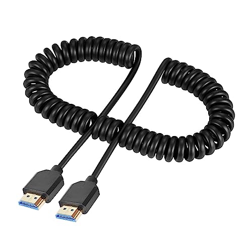 Duttek 8K Coiled HDMI Cable 3FT-8FT, HDMI Coild Cable 48Gbps, Extreme Thin HDMI Male to Male Cable 8K@60Hz Compatible with Monitor, Laptop, UHD TV, PC - style: HDMI Male to Male 8FT/2.5M