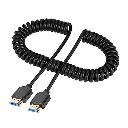 Duttek 8K Coiled HDMI Cable 3FT-8FT, HDMI Coild Cable 48Gbps, Extreme Thin HDMI Male to Male Cable 8K@60Hz Compatible with Monitor, Laptop, UHD TV, PC - style: HDMI Male to Male 8FT/2.5M