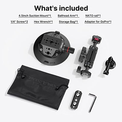 ULANZI SC-02 Suction Mount 4.5'', Magic Arm Bracket for DSLR Cameras Video | Shooting Filming Compatible with DJI OSMO Pocket 3/Pocket 4/Pocket 4 Pro/Luna/Insta 360 x 5/OSMO 360/Sony/Xtra Muse Cameras - size: 4.5" SC-02 Suction Mount