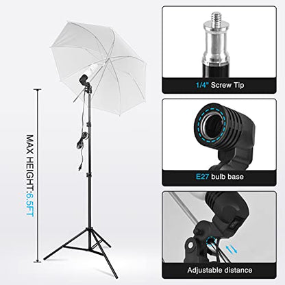 Yesker Photography Lighting Kit 8.5x10ft backdrop Support Equipment System Umbrella 5500k Light Bulb Softbox Continuous Lighting for Photo Shoot Studio Portrait Product and Video Recording Photography - size: 8.5x10ft Photography Lighting Kit