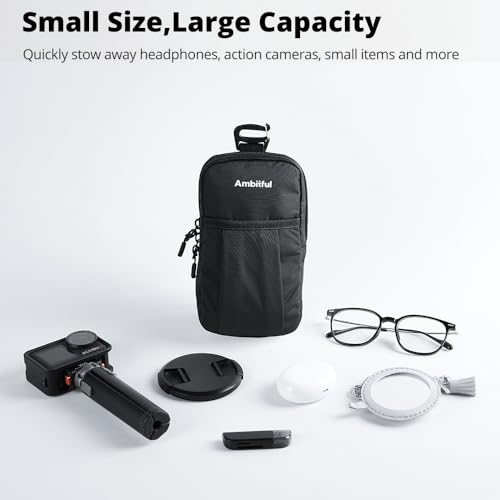 AMBITFUL Compact Sports Camera Bag, Shoulder Strap Storage Case, 3.94 x 1.57 x 7.09 inches, Compatible with Phones, Compact Cameras, Power Banks, Headphones, Black (Hang U1) (Black) - color: Black